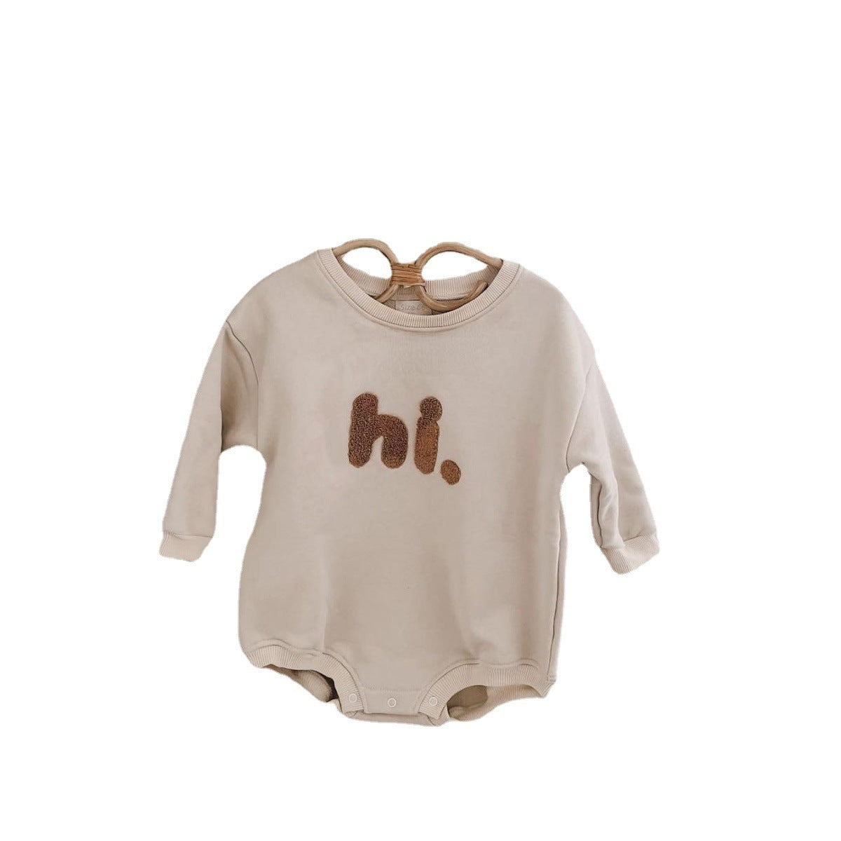 Casual Long Sleeve Letter Embroidery Romper - Tiny Cherub