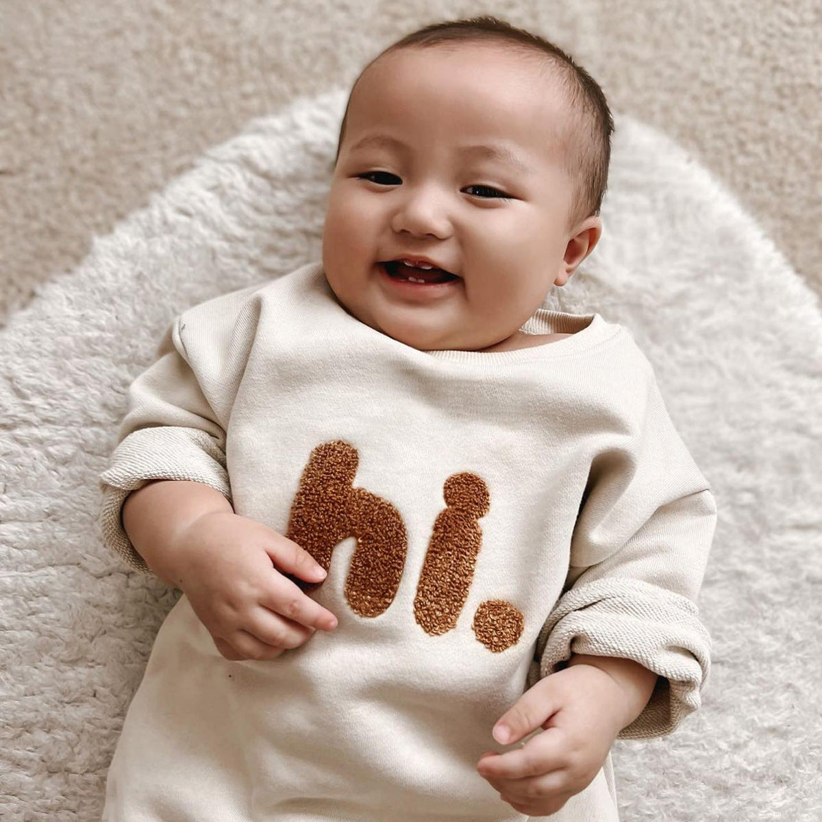 Casual Long Sleeve Letter Embroidery Romper - Tiny Cherub
