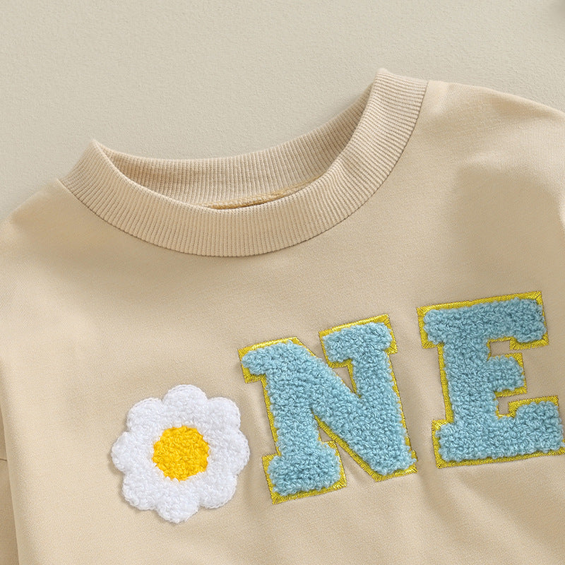 Baby Rompers Letters Golden Edge Embroidery - Tiny Cherub