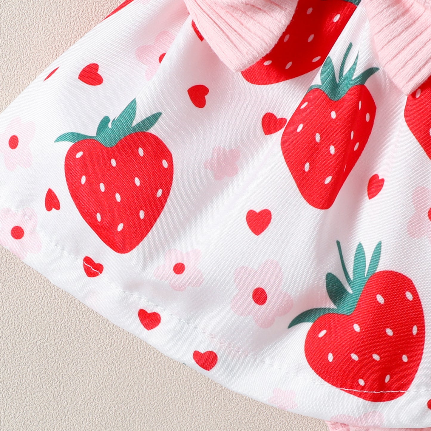 Sleeveless Infant Strawberry Print Bow Romper - Tiny Cherub