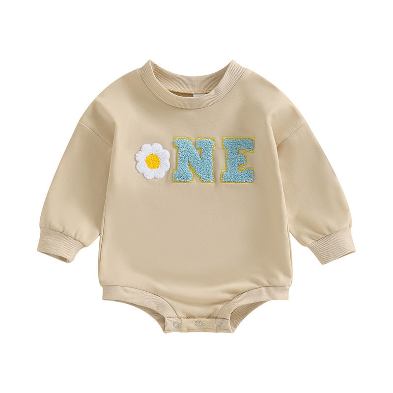 Baby Rompers Letters Golden Edge Embroidery - Tiny Cherub