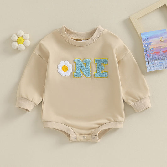 Baby Rompers Letters Golden Edge Embroidery - Tiny Cherub